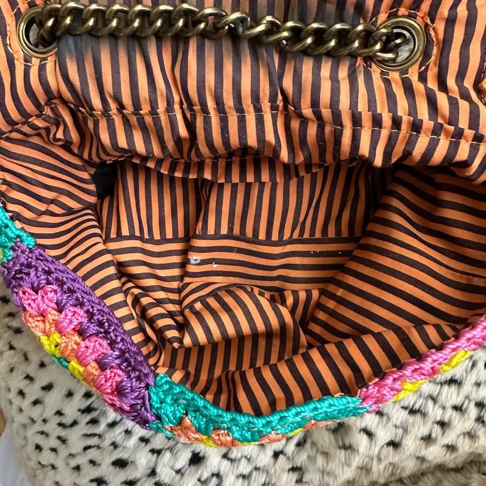 Kurt Geiger London Kensington Rainbow Mini Crochet Shoulder Bag Granny Square